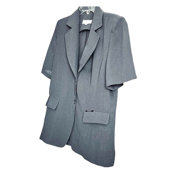 NALGAE FASHION SHORT SLEEVE JACKET TOP, WOMENS, L (99 TAG), DARK GREY, 2-BUTTON - Picture 3 of 7